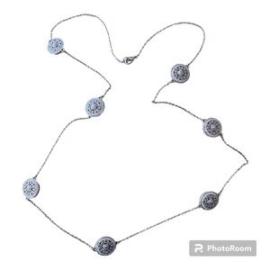 Silver Chain with Floral Discs Necklace